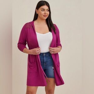 Torrid Super Soft Anorak Lace Yoke Magenta 2 2X
